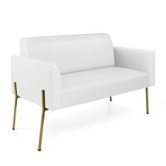 Imagem de Sofá Namoradeira 2 Lugares Pé De Ferro Dourado Marisa Corino Branco D03