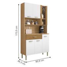 Imagem de Armário de Cozinha com 1 Gaveta Milão Freijó Supremo Ripado