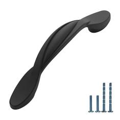 Imagem de Asidrama Pacote com 10 puxadores de armário de cozinha preto fosco de 76 mm, puxadores de armário de cozinha para puxadores de gaveta de armário, puxadores de cômoda