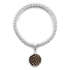 Imagem de DIYthinker Pulseira de prata com design abstrato Pinto Feather com pingente de corrente ajustável