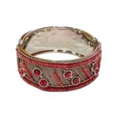 Imagem de Pulseira Indiana em Metal Prateada com Rosa (Modelo 4)