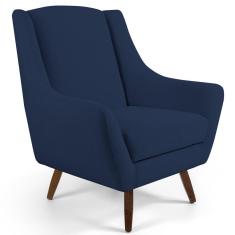 Imagem de Kit 02 Poltronas Decorativas Juliet Pés de Madeira B-304 Veludo  Marinho - Domi