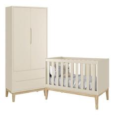 Imagem de Jogo De Quarto Classic Guarda Roupa 2 Portas E Berço Com Pés Madeira N