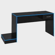 Imagem de Mesa Escrivaninha Gamer Para 2 Monitores Preto Acetinado/Azul