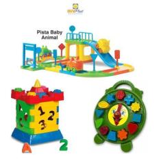 Imagem de Kit Brinquedo Educativo Pista Carro Infantil Relógio Castelo - Divplas