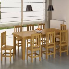 Imagem de Mesa Com 8 Cadeiras Madeira Maciça 200cm Marrom Stone Shop Jm