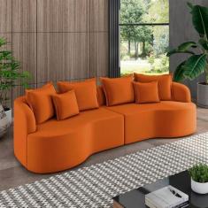 Imagem de Sofá Living Decorativo Salinas 2 Lugares com Almofadas 210cm Modulado Veludo Terracota G33 - Gran Belo