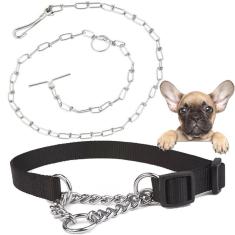 Imagem de Coleira Guia Corrente Cachorro Cao Pet Kit Passeio Corrente Aço Zincado Semi Enforcadora Ajustavel