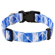 Imagem de MarukoPet Coleira de cachorro, ajustável para cães pequenos, médios e grandes, design fofo com estampa geométrica tribal floral boêmia, coleira para meninos e meninas (triângulo azul)