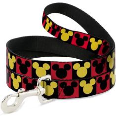 Imagem de Disney Coleira para cães durável e elegante com fecho de pressão, ícone de orelhas de Mickey Mouse, 1,0 m de comprimento, 2,5 cm de largura