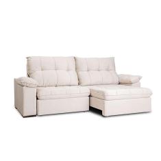 Imagem de Sofá 3 Lugares Retrátil e Reclinável com USB Flexforma Triton Veludo Marfim 230 cm