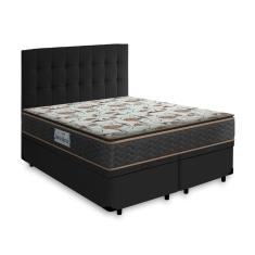 Imagem de Cama Box Baú + Cabeceira Cassis Preta e Colchão D45 Queen Probel GuardaCostas Proforce Plus 158cm