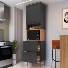 Imagem de Armário Torre Quente 1 Forno 2 Portas 2 Gavetões Isabelle Freijó/Grafite