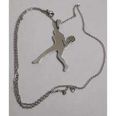 Imagem de corrente com Pingente em Aço Inox jogadora de tênis