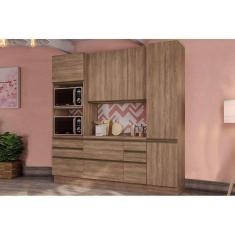 Imagem de Cozinha Modulada Completa Maxxi 4 Peças (1 Paneleiro + 1 Torre Quente + 1 Balcão + 1 Armário) C4P118 Nogal - Kappesberg