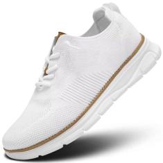 Imagem de Tênis Oxford masculino leve com cadarço casual para caminhada de malha, Branco, 39
