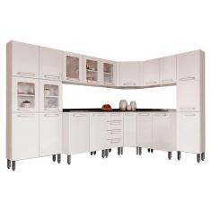 Imagem de Kit de Cozinha Modulada 8 Peças Evidence (3 Armários + 3 Balcões + 2 Paneleiros) C8P22 Branco - Bertolini