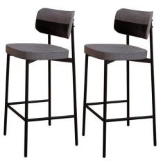 Imagem de Kit 02 Banquetas Alta Bar Cozinha Sala De Jantar Aço Preto Kaira C01 L