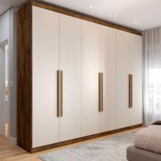Imagem de Guarda-Roupa Casal Madalena 6 Portas 4 Gavetas 100% Mdf Brauna/Off Whi