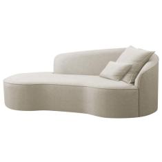 Imagem de Divã Recamier Curvo Sala De Estar Recepção Inglaterra 180cm Lado Esquerdo Bouclé Adj Decor Bege