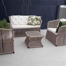 Imagem de Conjunto De Sofá Em Corda Náutica Bambu - 1 Sofá 2L + 2 Poltronas + 1
