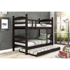 Imagem de Treliche Beliche Thor com Cama Auxiliar Madeira Maciça cor Marrom Fosc