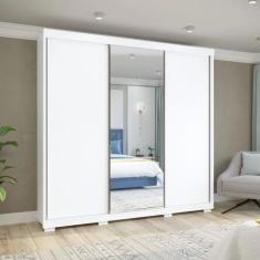 Imagem de Guarda roupa casal new pegasus com espelho branco - village móveis