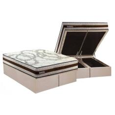 Imagem de Conjunto Box Baú King: Colchão Molas Paropas D45 Resiste Hotel DouFace + Base CRC Suede Clean (193x203)