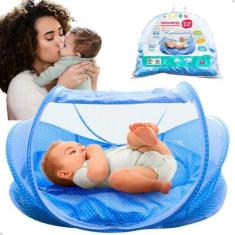 Imagem de Cama Cercadinho Bebe Menino Mosquiteiro Dobrável Portátil Ninho Colchã