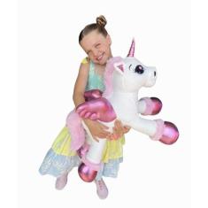 Imagem de Unicórnio Pelúcia Gigante Bebê Fofinho Branco 88cm Decoração Quarto Fe