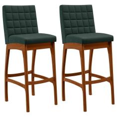 Imagem de Kit 02 Banquetas Altas Mila Linho Verde Musgo