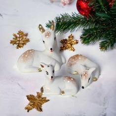 Imagem de Trio De Rena Miniatura Decoração Enfeite De Natal Ceramica - Decore Ca