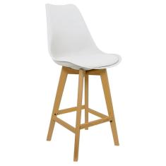 Imagem de Banqueta Monty Leda Luisa Saarinen Alta Base Fixa Madeira - Branca