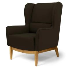 Imagem de Poltrona Decorativa Para Sala de Estar Milena D02 Base de Madeira Corano Marrom C-34 - Lyam Decor