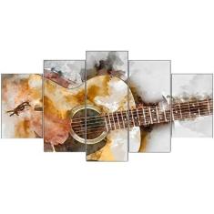 Imagem de Quadros Decorativos 5 Peças Violao Musicas Abstrato