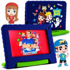 Imagem de Tablet Infantil Multilaser Luccas Neto NB423 Azul Verde para Criança 64GB Quad-Core 4GB RAM Youtube