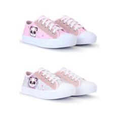 Imagem de Kit 2 Tênis Infantil Feminino Panda Glitter Cano Baixo - Lukys Calçado