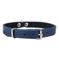 Imagem de Coleira acolchoada de feltro de couro genuíno PP 28 cm x 1/5.1 cm de largura, serve para pescoço de 20 a 25 cm, chihuahua, filhotes de cachorro