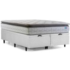 Imagem de Cama Box Baú Herval Queen Adapt Branca, 80x158x198 cm, Molas Ensacadas