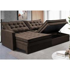 Imagem de Sofá Sem Caixa Retrátil Baú 1,60m Cama Inbox Secret Suede Velusoft Café