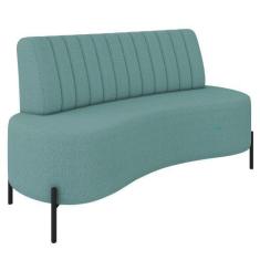 Imagem de Sofá 2 Lugares 160cm Pés Aço Preto Tamar K04 Bouclê Azul - Mpozenato