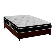 Imagem de Cama Box Viúva: Colchão Molas Ortobom Nanolastic Physical Spring + Base CRC Suede Marrom(128x188)