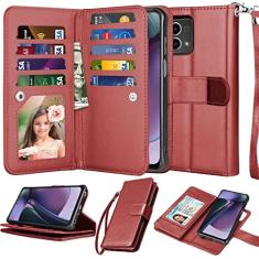 Imagem de Njjex Capa carteira para Motorola Moto G Stylus 2024 5G, capa para Moto G Stylus 2024 5G, [9 compartimentos para cartão] Suporte de crédito de couro PU Flip [destacável] Capa magnética para celular e