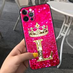 Imagem de Capa de telefone de carta de diamantes rosa para iPhone 11 7 12 13 Pro XR X XS Max 6 6S 8 Plus SE Capa macia à prova de choque Funda SE2022,B09,Para iphone 13