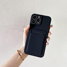 Imagem de Capa de telefone de silicone macio para iPhone 14 11 12 13 Pro Max XR X XS Max 6 6S 7 8 Plus SE 2020 12 Mini 13Pro Carteira Capa para porta-cartões, preta, para iPhone 12 Mini
