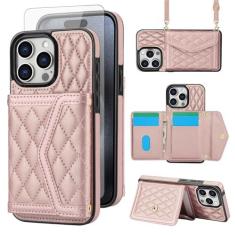 Imagem de Asuwish Capa de celular para iPhone 12 Pro iPhone12 6.1 carteira com protetor de tela de vidro temperado com bloqueio de RFID, suporte para cartão de crédito, alça transversal para iPhone12pro 5G i