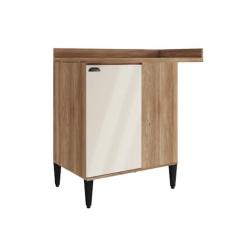 Imagem de Balcão de Cozinha Canto 1 Porta Com Tampo Lótus Carraro Freijó com Off White