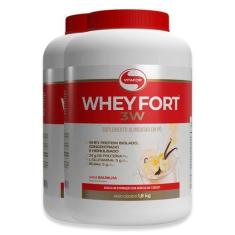 Imagem de Kit 2 Whey Fort 3W Vitafor Baunilha 1800g