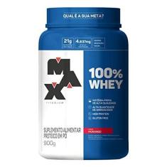 Imagem de 100% Whey (900G), Max Titanium - Sabor Morango