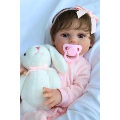 Imagem de Boneca Reborn scom Realistic Reborn Silicone Girl de 45 cm